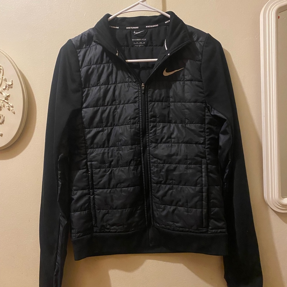 Nike Jacket Women XS Black Therma-FIT Running Full Zip Thermal Puffer